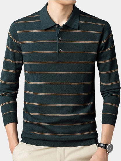 Navy Sunset Striped Polo
