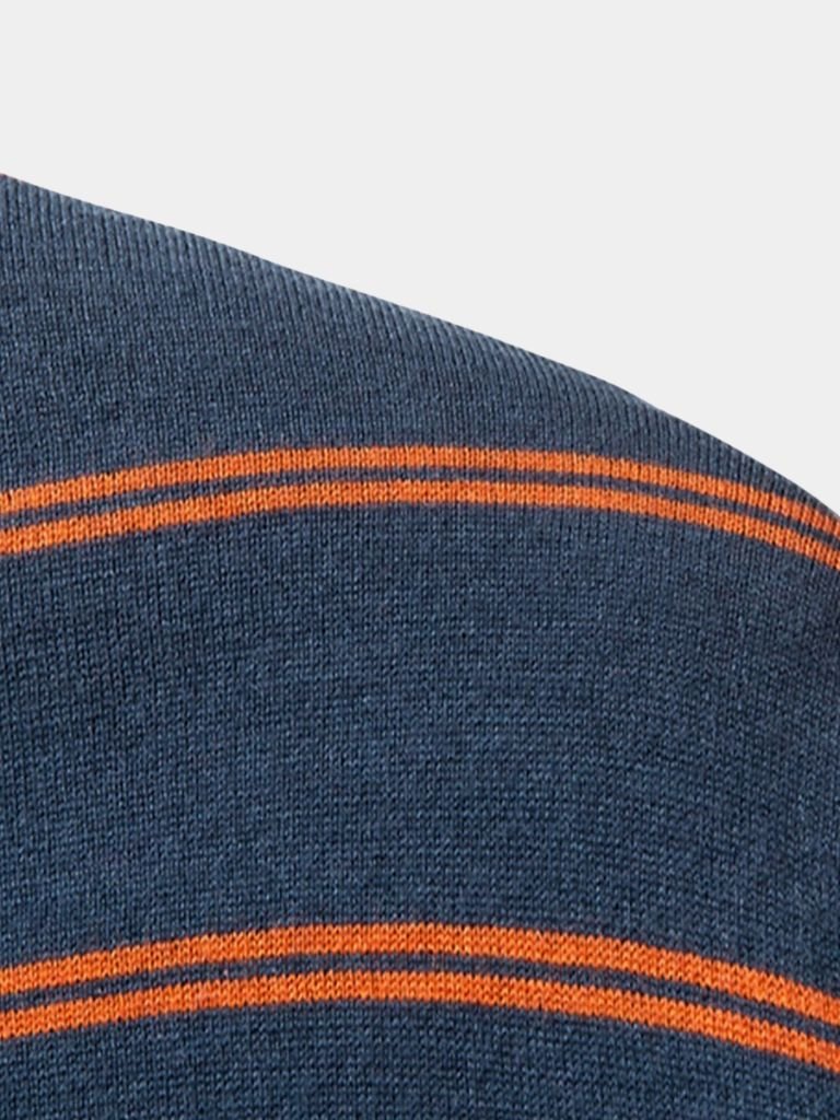 Navy Sunset Striped Polo