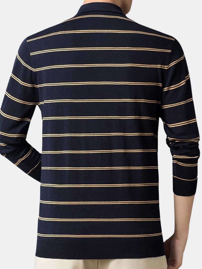 Navy Sunset Striped Polo