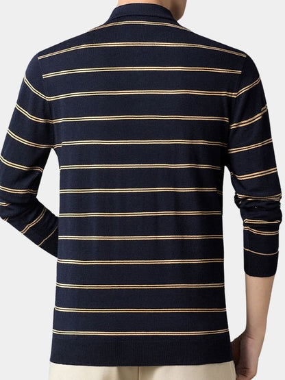 Navy Sunset Striped Polo