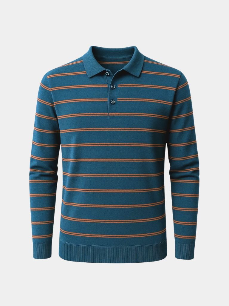 Navy Sunset Striped Polo