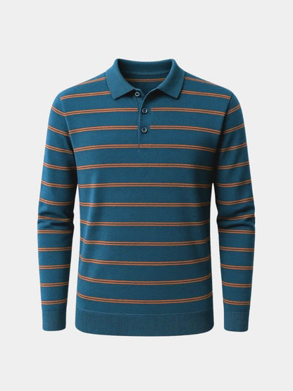 Navy Sunset Striped Polo