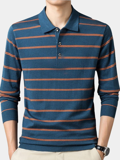 Navy Sunset Striped Polo