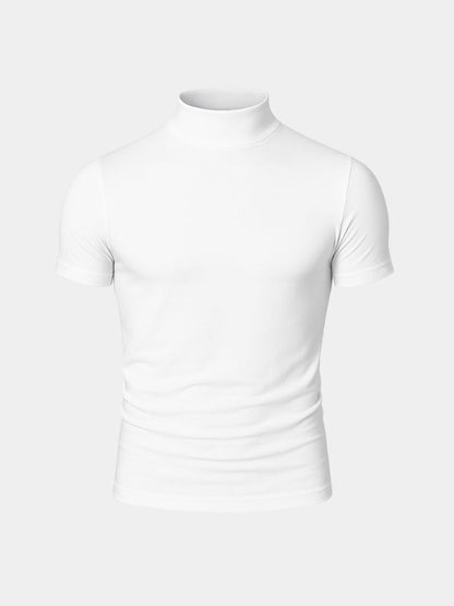 Solid Casual Turtle Neck T-Shirt