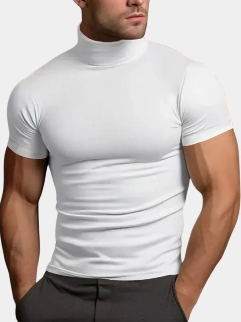 Solid Casual Turtle Neck T-Shirt