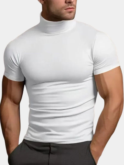 Solid Casual Turtle Neck T-Shirt