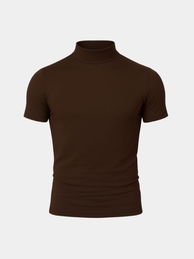 Solid Casual Turtle Neck T-Shirt