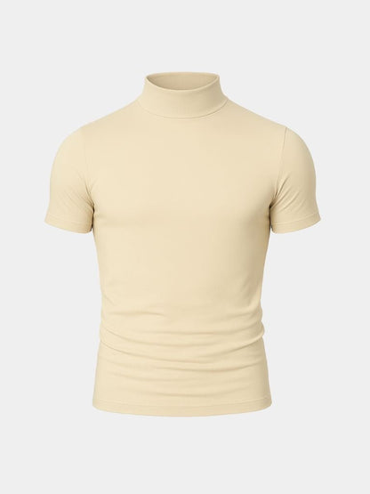 Solid Casual Turtle Neck T-Shirt