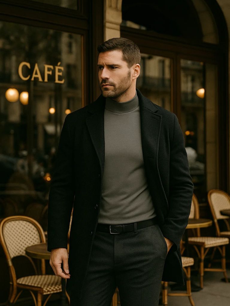 Solid Casual Turtle Neck T-Shirt