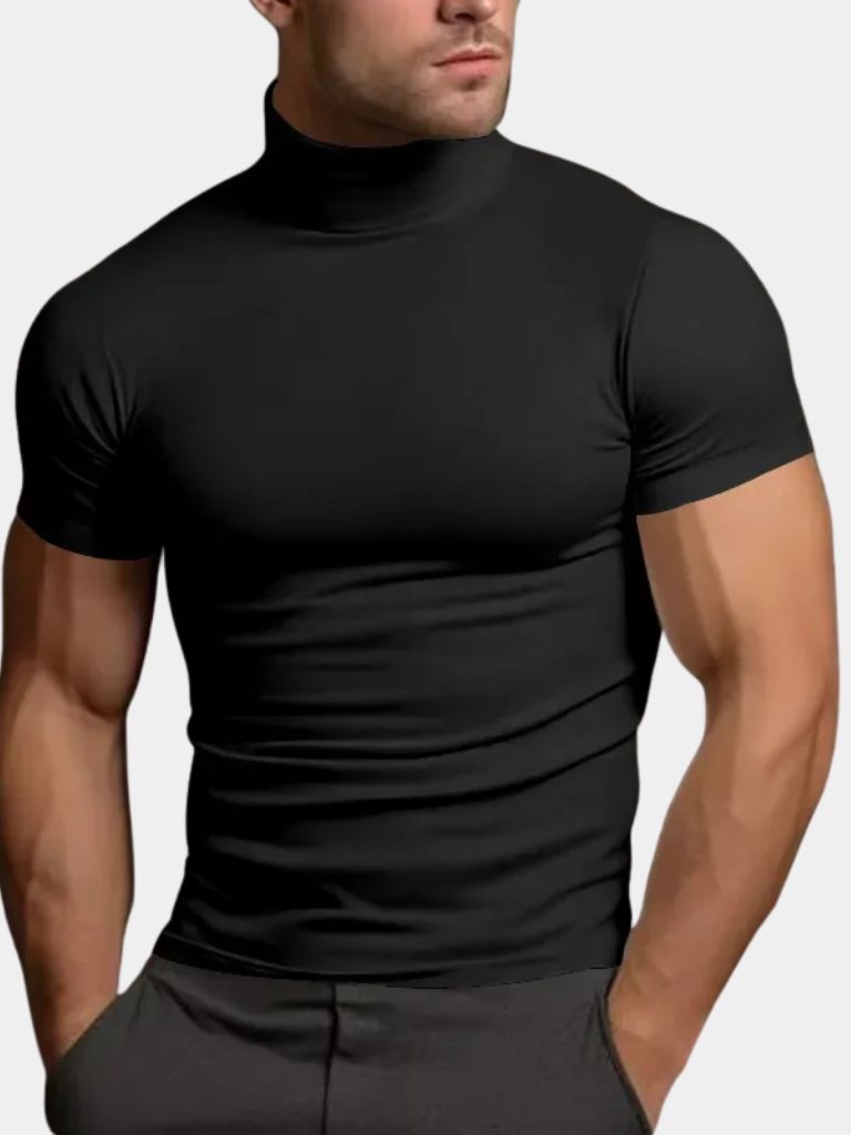 Solid Casual Turtle Neck T-Shirt