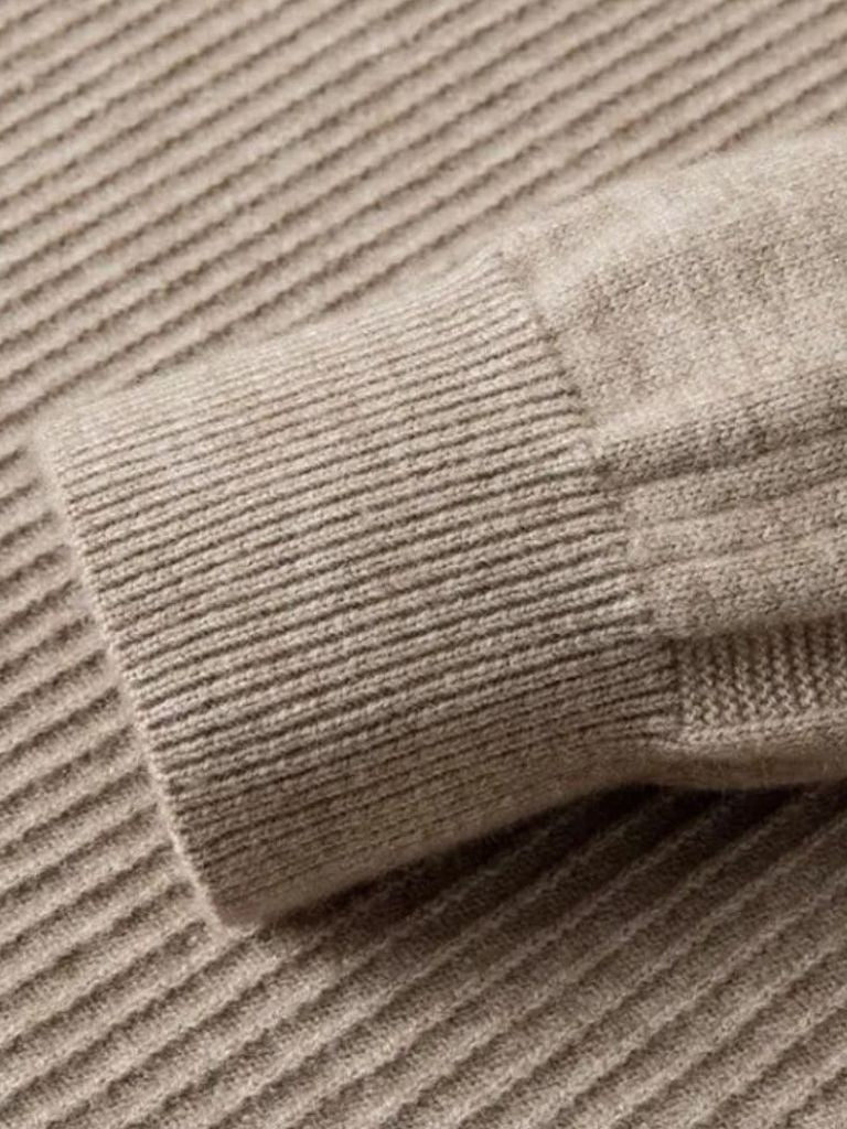 Stripe Quarter Zip Wool Sweater