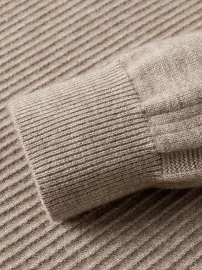 Stripe Quarter Zip Wool Sweater