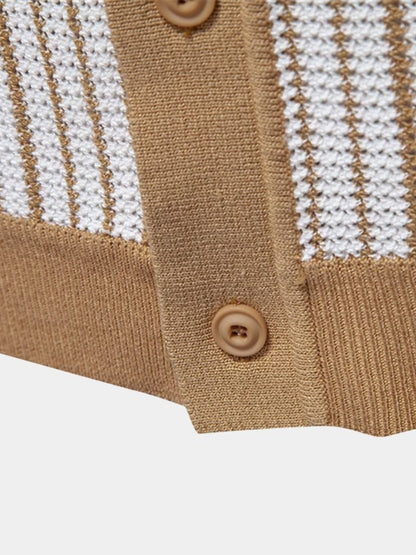 Striped Knit Polo Shirt