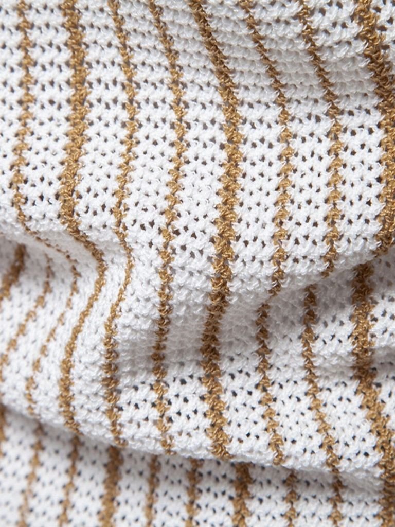 Striped Knit Polo Shirt