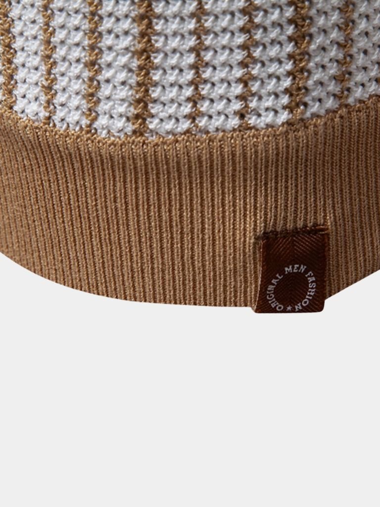 Striped Knit Polo Shirt