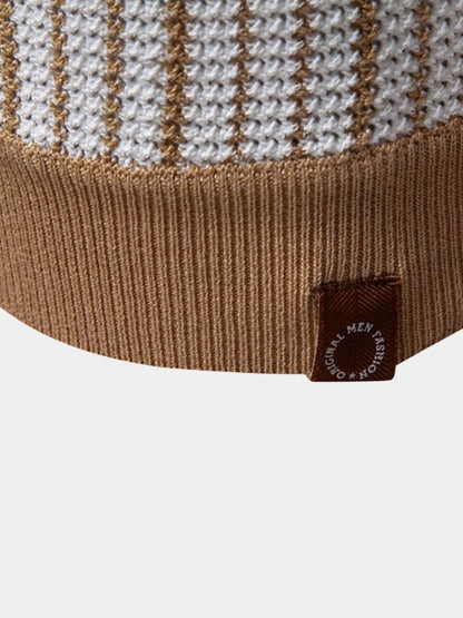 Striped Knit Polo Shirt