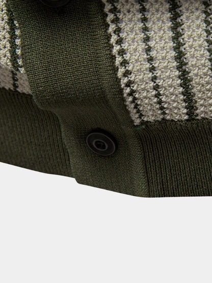 Striped Knit Polo Shirt