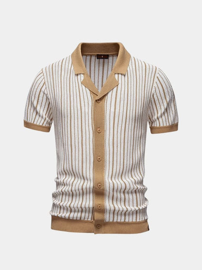 Striped Knit Polo Shirt