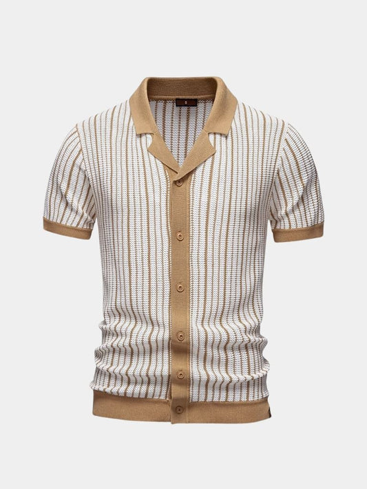 Striped Knit Polo Shirt