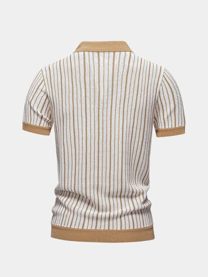 Striped Knit Polo Shirt