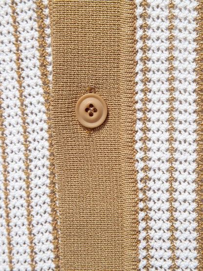 Striped Knit Polo Shirt