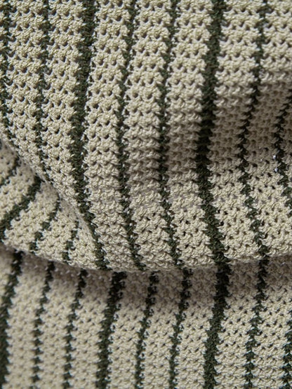 Striped Knit Polo Shirt