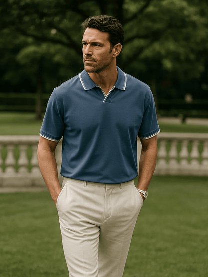 Timeless Black V-Neck Polo