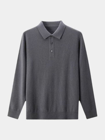 Wool Knit Button Up Polo Pullover