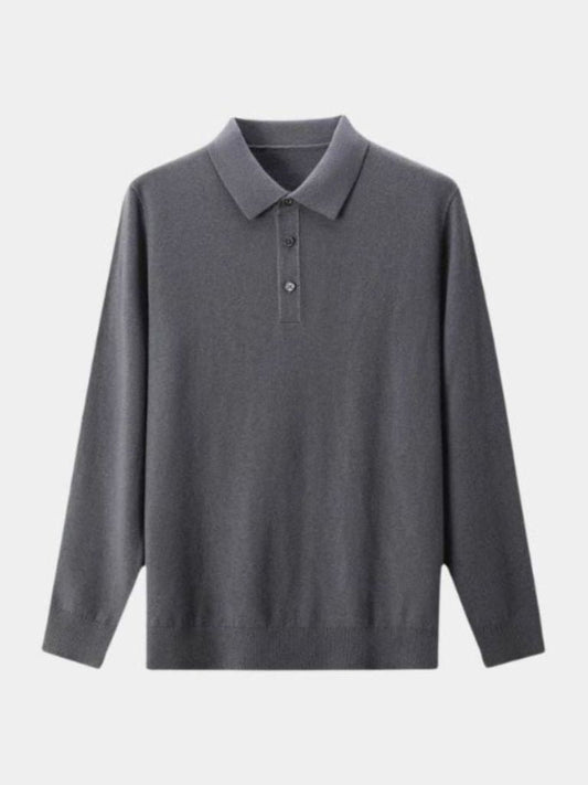 Wool Knit Button Up Polo Pullover