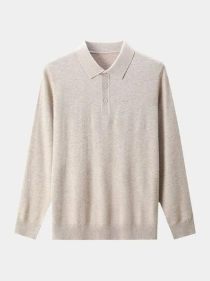 Wool Knit Button Up Polo Pullover