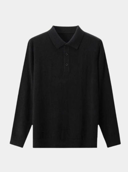 Wool Knit Button Up Polo Pullover