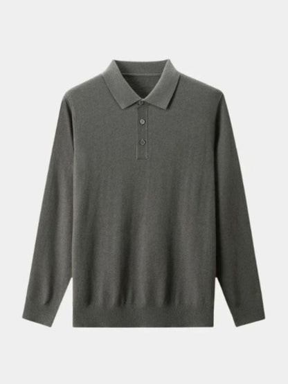 Wool Knit Button Up Polo Pullover