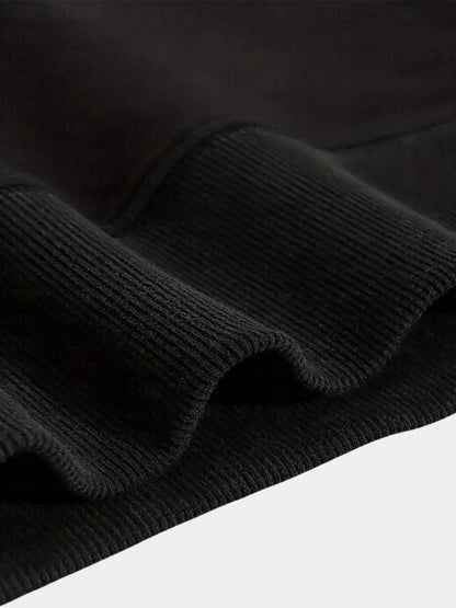 Zip Black Lapel Sports Hoodie Sweatshirt