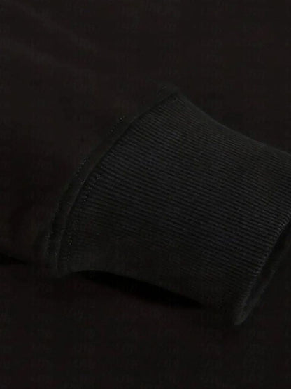 Zip Black Lapel Sports Hoodie Sweatshirt