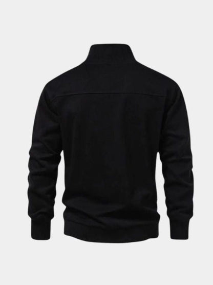 Zip Black Lapel Sports Hoodie Sweatshirt