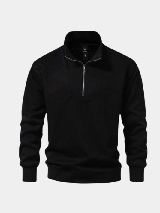 Zip Black Lapel Sports Hoodie Sweatshirt